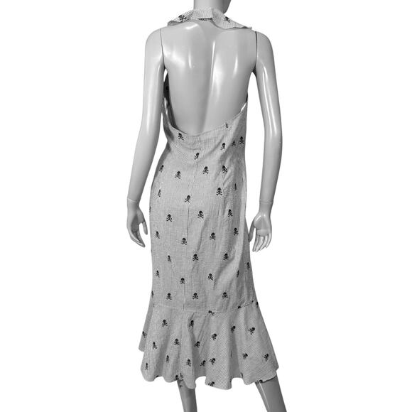 Finley Skull & Crossbones Embroidered Seersucker Wrap Dress Size 4 Pirate Ruffle - Picture 3 of 10